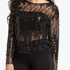 Black beaded sequin shirt.